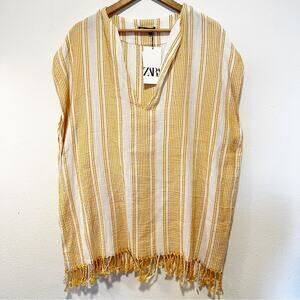 ZARA Kaftan coverup dress cotton small medium yellow gold